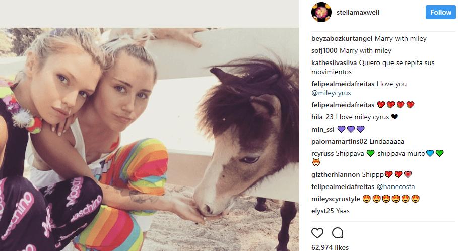 Miley Cyrus and Stella Maxwell Miley Cyrus and Stella Maxwell