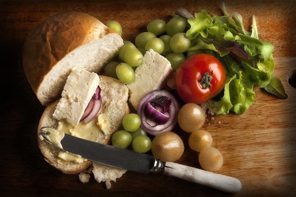 Traditional British Ploughman's lunch