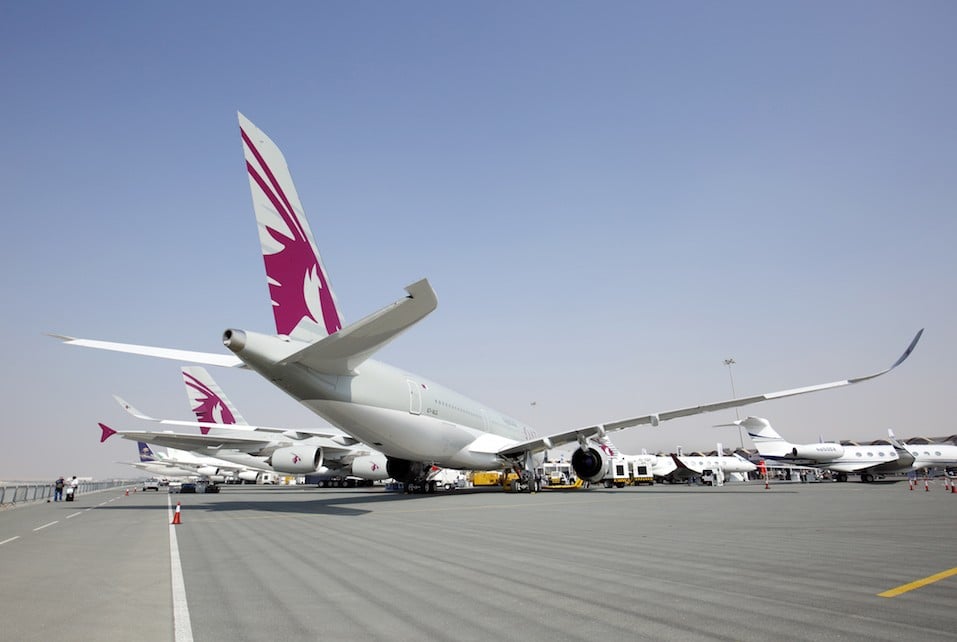 Qatar A350 Airbus in Bahrain International Airshow
