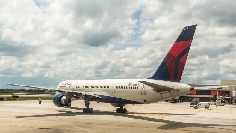 delta air plane out of its departure gate