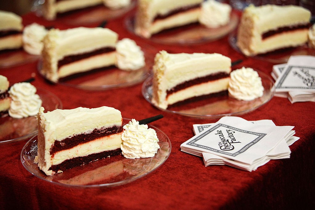 Pieces of cheesecake for guests