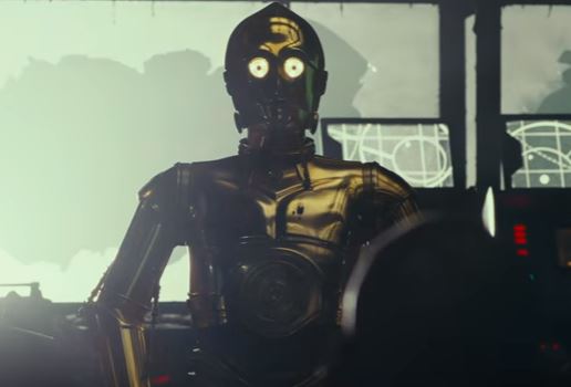  C-3PO stands in a ship