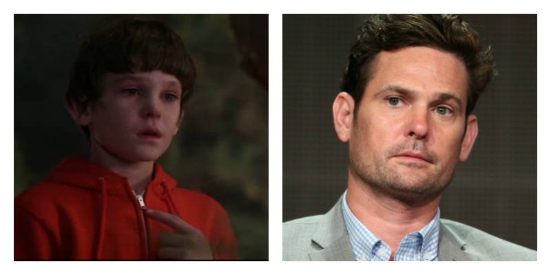 On the left is young Henry Thomas crying in E.T. the Extra Terrestrial. On the right is Henry Thomas grown up wearing a suit.
