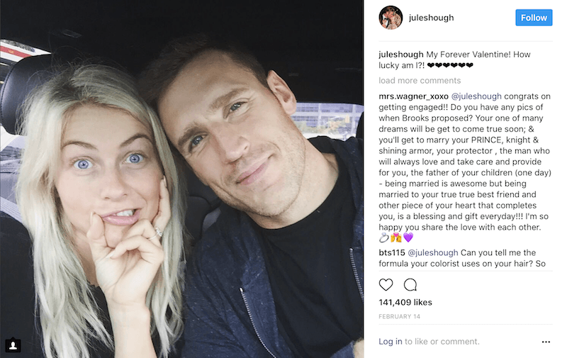Julianne Hough makes a funny face next to Brooks Laich while posing together in a car