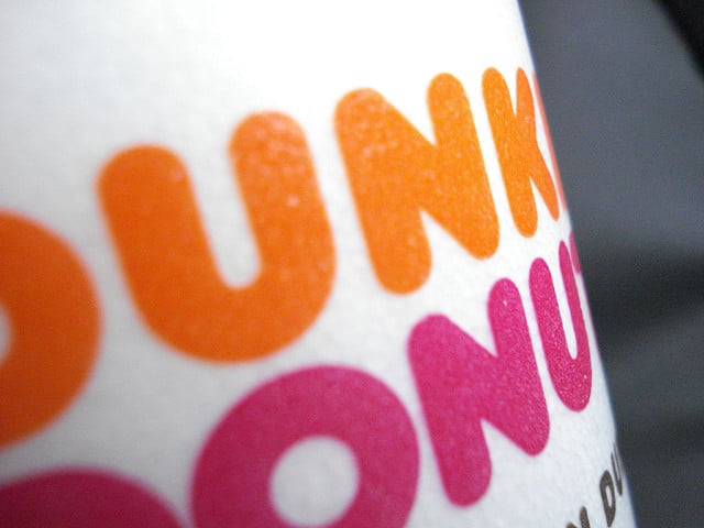 A Dunkin' Donuts cup