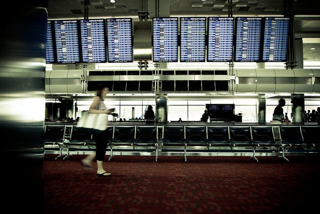 airline gate, airport, travel
