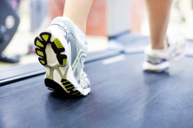 exercising on the treadmill
