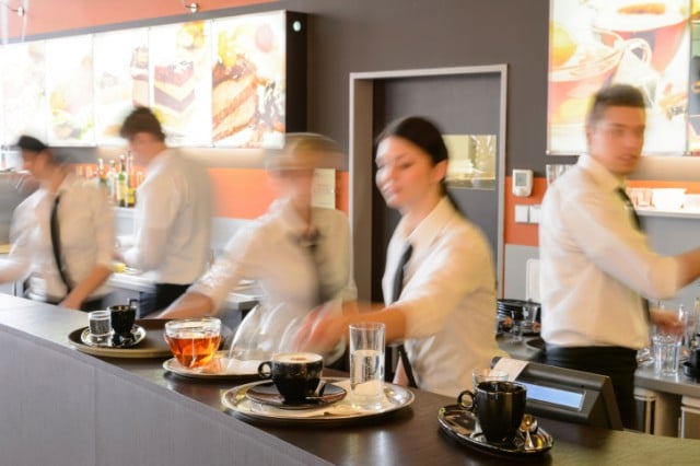 Servers working in a restaurant