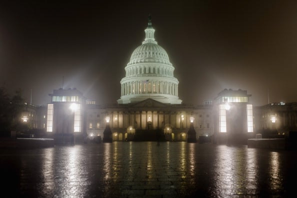 The U.S. Capitol at night