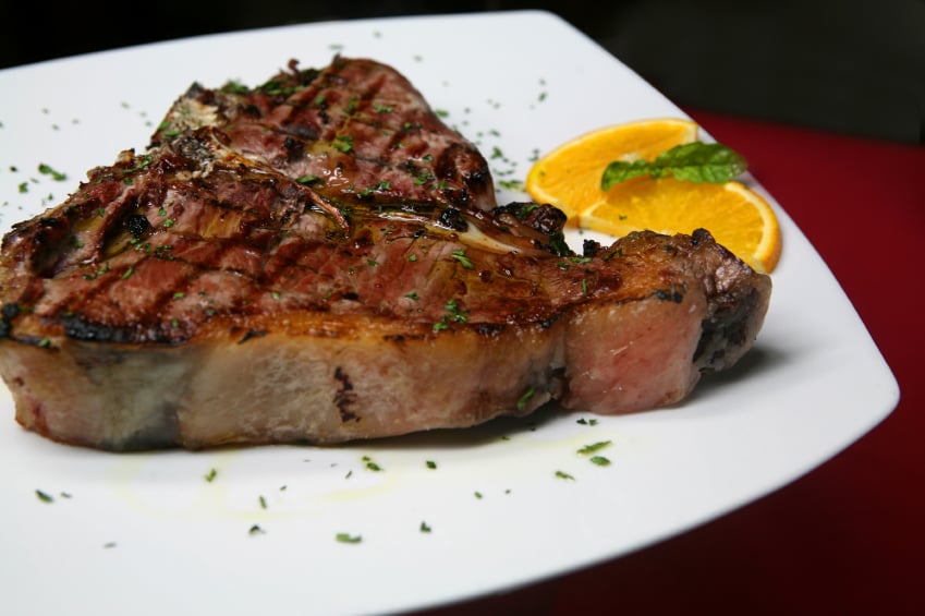 Porterhouse steak, lemon