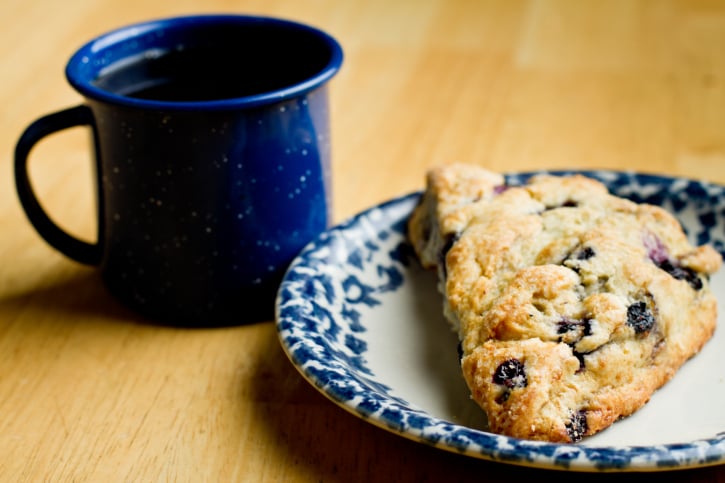 Coffee with a Blueberry Scone