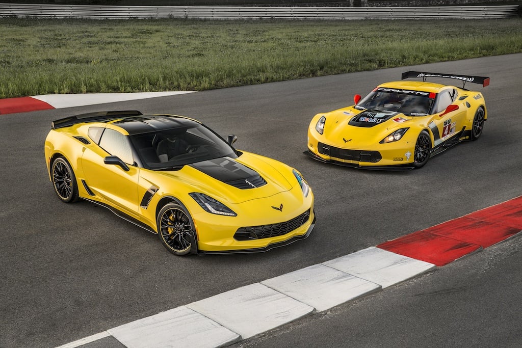 Two yellow 2016 Corvette Z06 C7.Rs