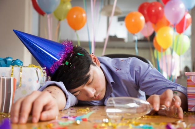 Man asleep after a party 