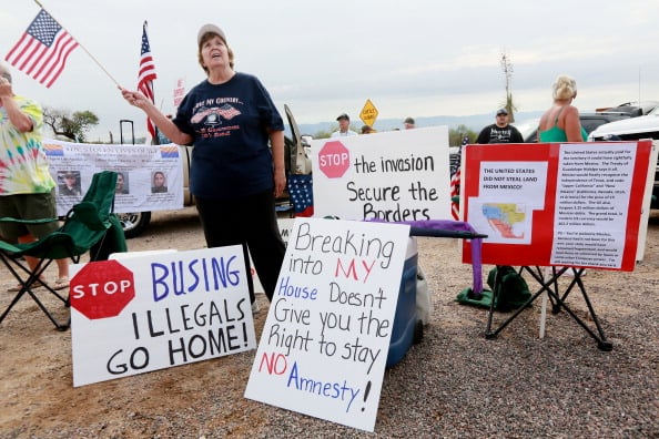 Anti-Immigration Activists Protest Arrival Of Unaccompanied Central American Children To Housing Facility