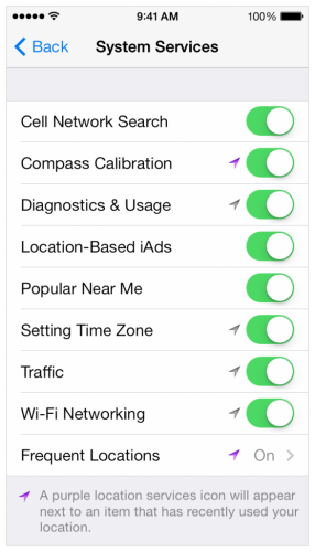 Apple iOS 7 Frequent Locations feature