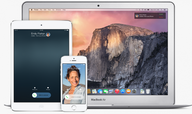 Apple iOS 8 continuity features iPhone, iPad, Mac