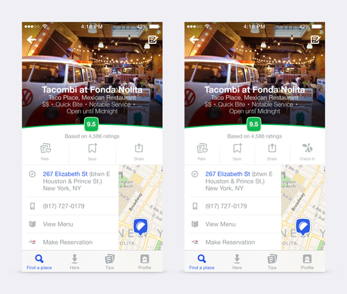 Foursquare app with and without Swarm check in