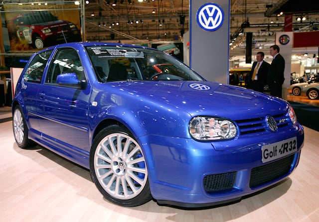 The Volkswagen Golf R32 on display