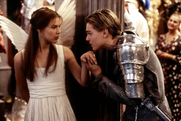 A young Leonardo DiCaprio kisses the hand of Claire Danes in Romeo and Juliet