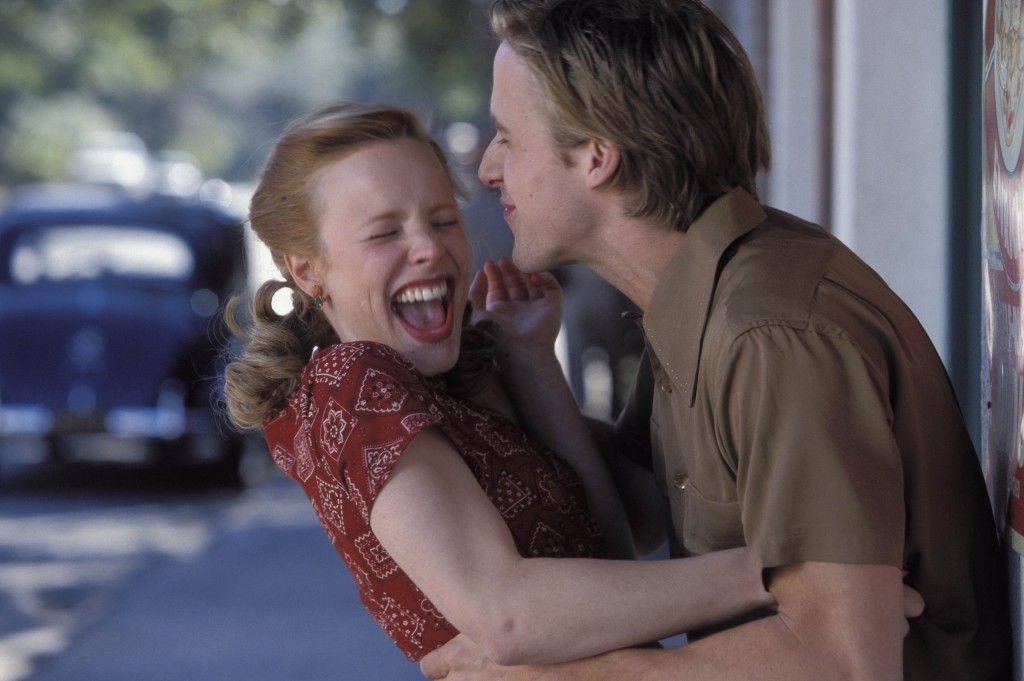 Ryan Gosling playfully tries to kiss Rachel McAdams in The Notebook