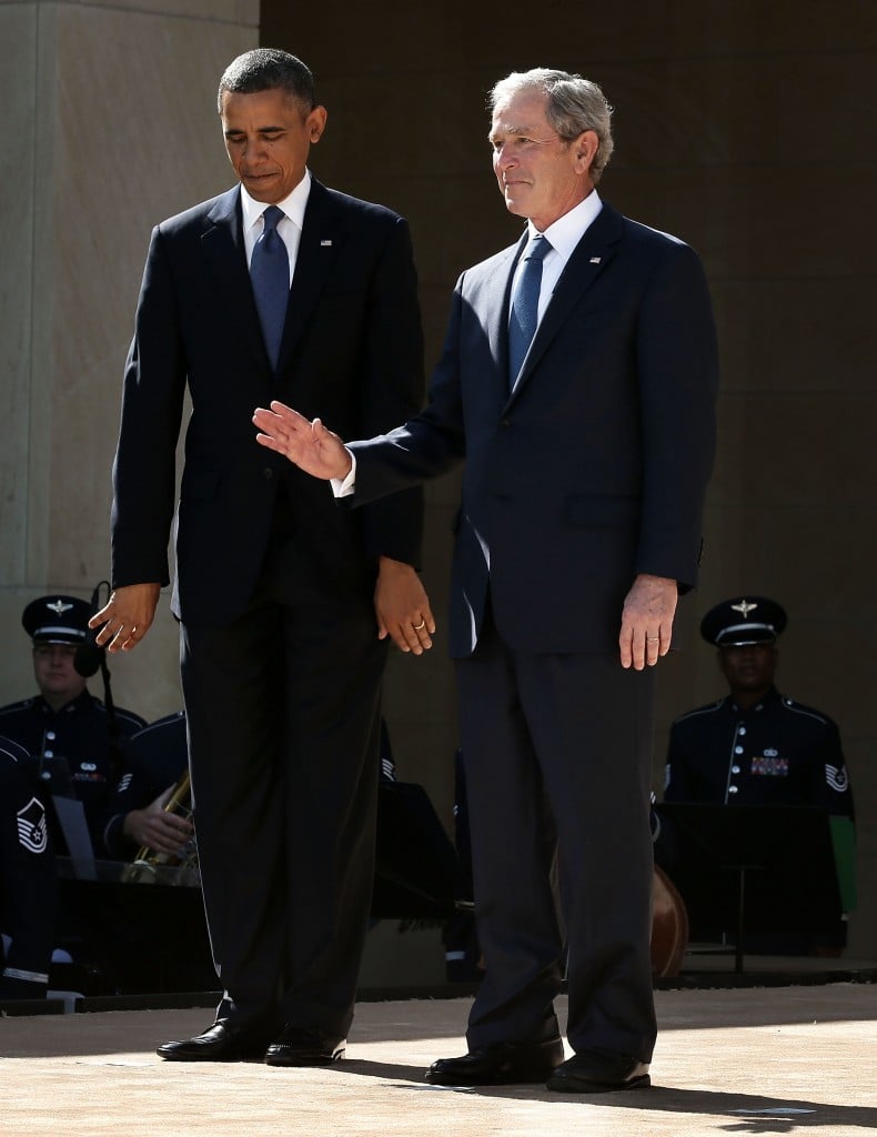 Barack Obama and George W. Bush