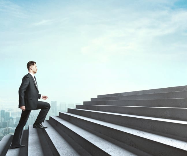 man climbing stairs