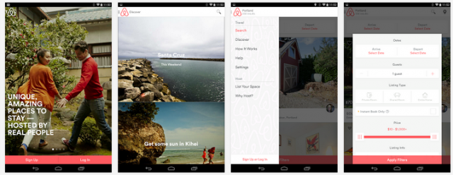 Airbnb app (Android)