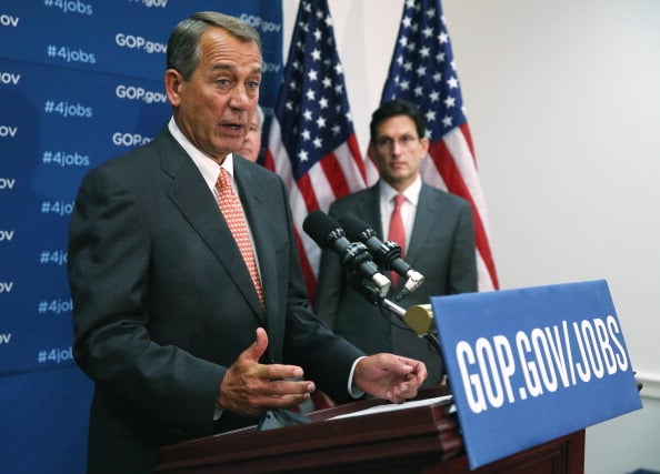 House GOP Leaders Address The Press After Party Conference Meeting