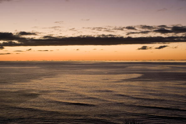 Dusk at sea from the island of Kauai, Hawaii.