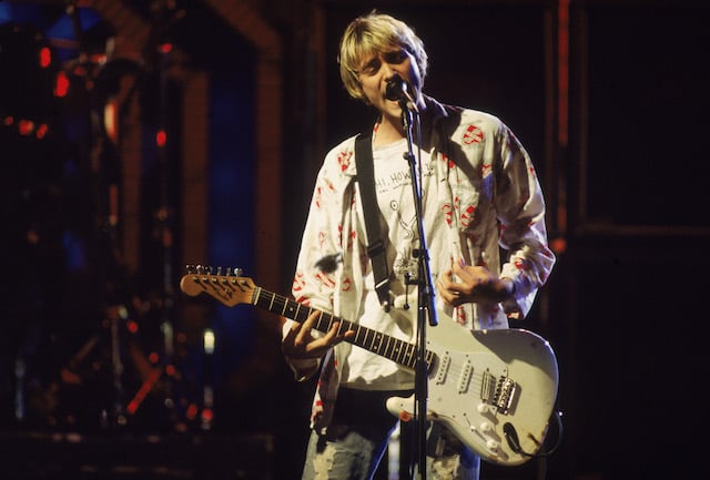 Nirvana's Kurt Cobain in concert. 