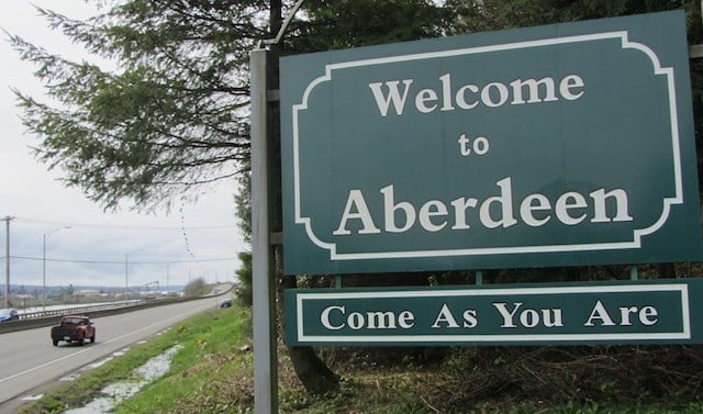 Aberdeen town limits sign.