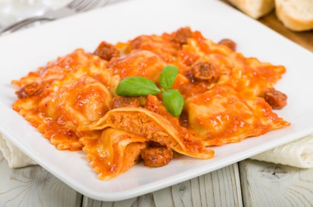 Beef Ravioli with Fresh Tomato Sauce