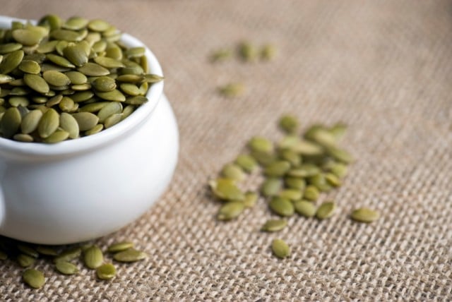 Pumpkin seeds in a bowl