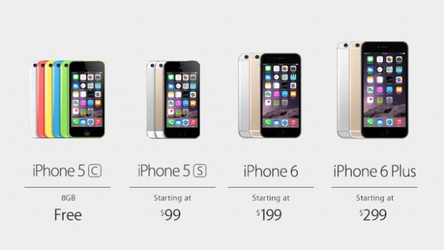 Apple's prices for iPhone 6 and iPhone 6 Plus, new prices for iPhone 5s and iPhone 5c