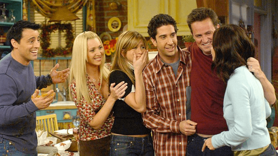 The cast of Friends stands in a line The cast of Friends stands in a line