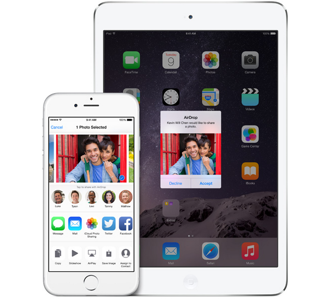 iOS 8 AirDrop iPad