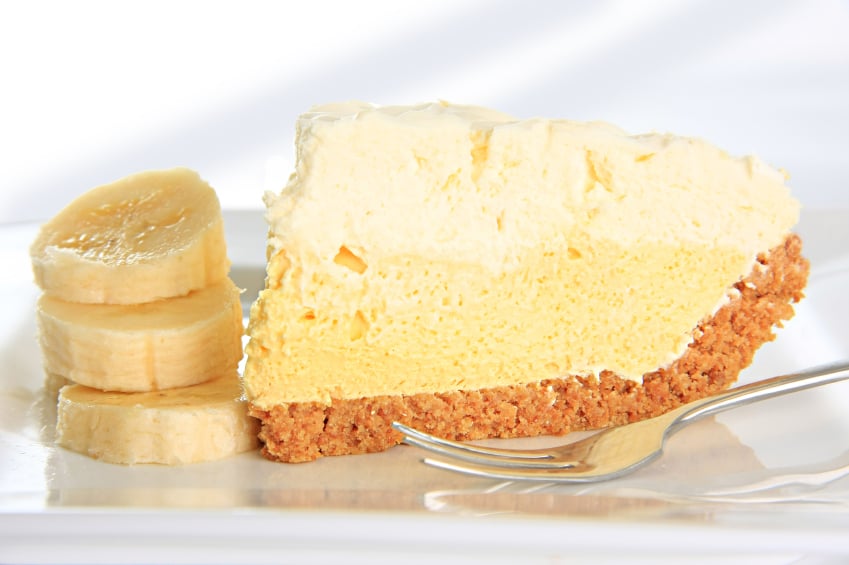 A slice of banana cream pie