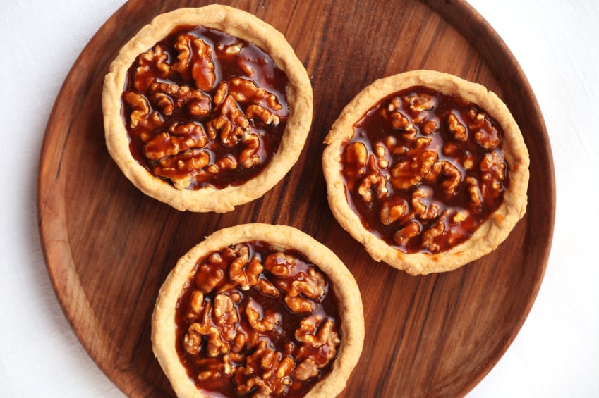 Three personal pecan pies Three personal pecan pies