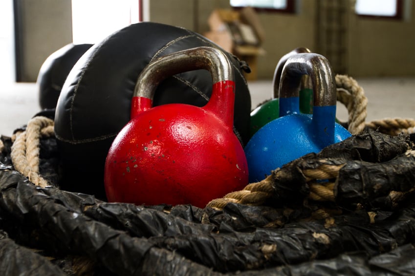 Kettlebells and other fitness gear. Kettlebells and other fitness gear.