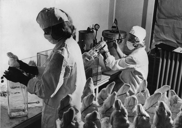 old photo of doctors developing vaccines