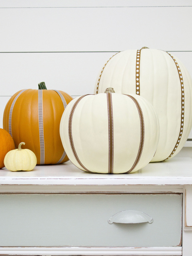 Ribbon-Embellished Pumpkins