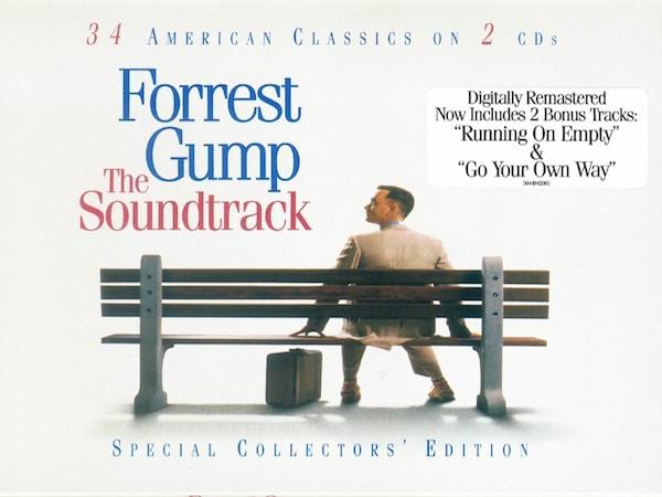 Tom Hanks on the cover of Forrest Gump: The Soundtrack 