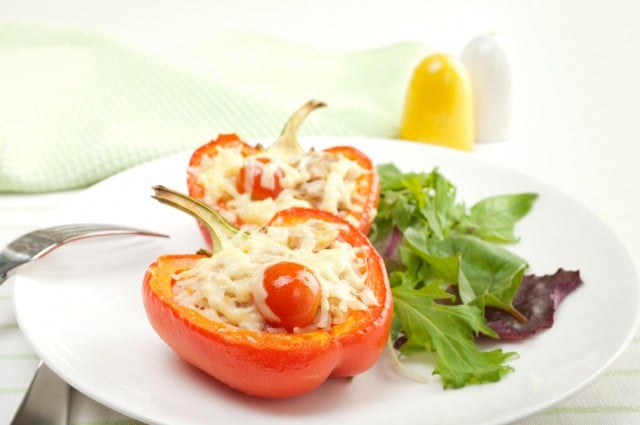 Italian mac and cheese stuffed peppers