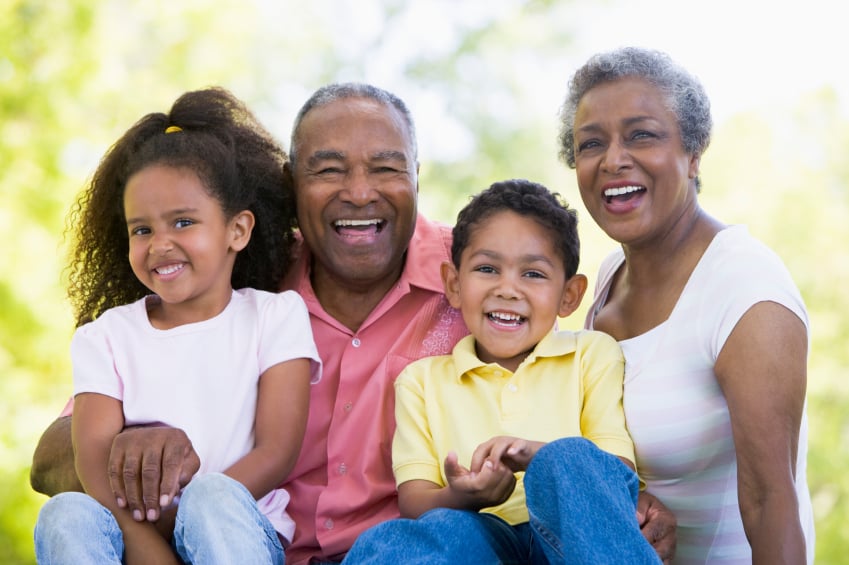 Grandparents with their grandkids