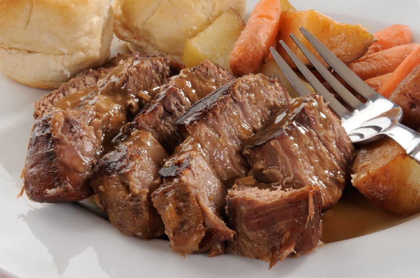 Braised brisket with potatoes and carrots