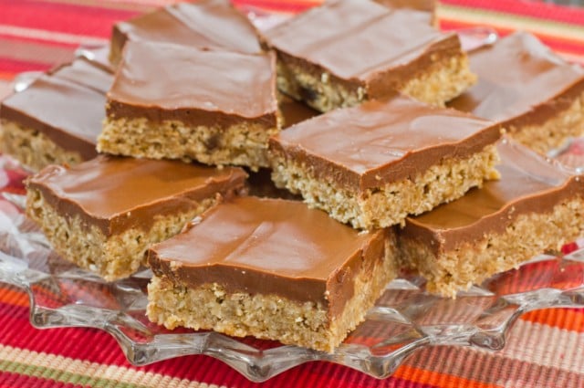 Iced Oat Bars, cookies, oatmeal, chocolate frosting