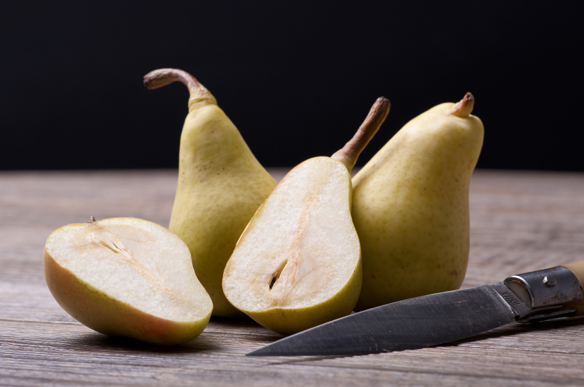 Pears with knife