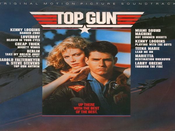 Tom Cruise and Kelly McGillis on the cover of the Top Gun soundtrack