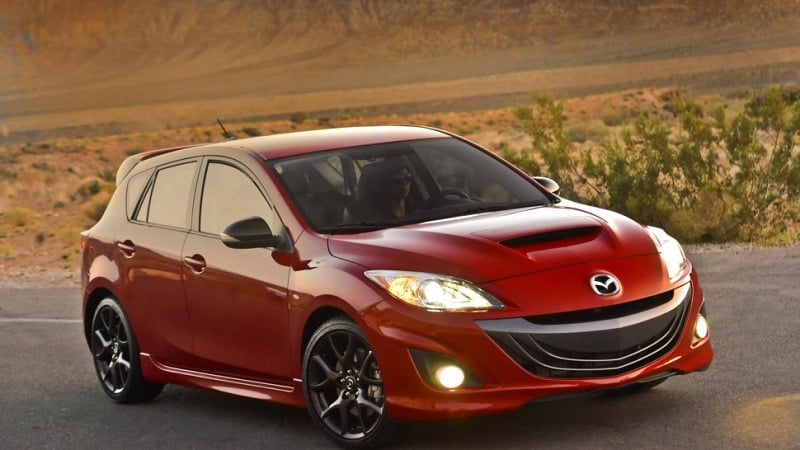 A red Mazdaspeed 3 from 2013