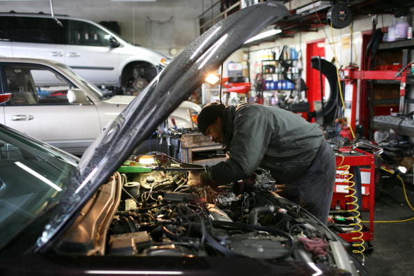Mechanic repairing a car